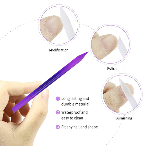 Glas Cuticle Pusher Sæt Cuticle Remover Glas Neglefil Dobbelt En