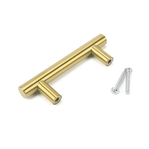 10-pack 100 mm borstad mässing guld skåpluckor, skåphandtag