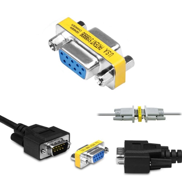 Sukupuolenvaihtaja SUB 9-nastainen pakkaus 2 liitintä 9-nastaiseen naarasliittimeen 9 P