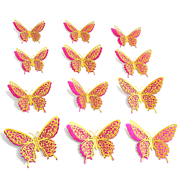 3D Butterfly Väggdekor 24 st 4 Stilar 3 Storlekar-Fjäril