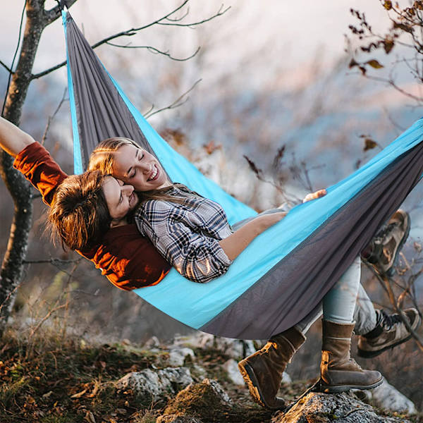 210t nylon spinde-ultralet udendørs hængekøje, camping enkelt og dobbelt åndbar reb hængekøje
