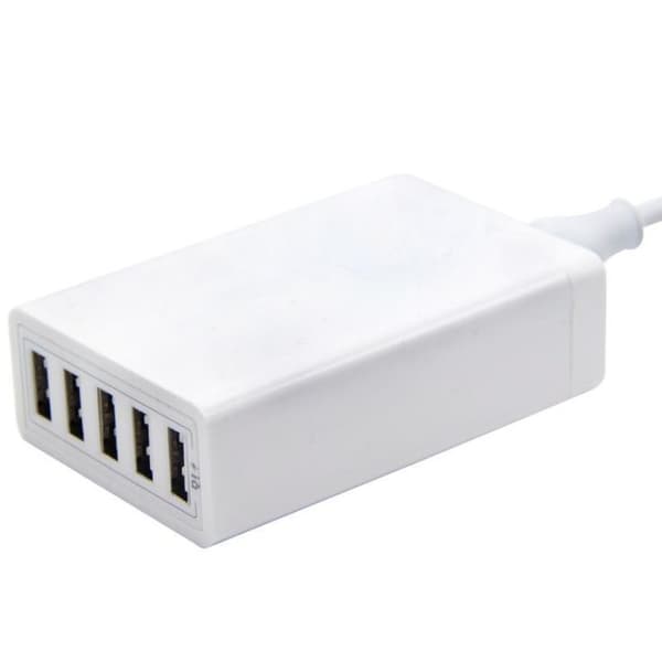 40W USB-lader, 5-port multi-USB, ladestasjon med intelligent