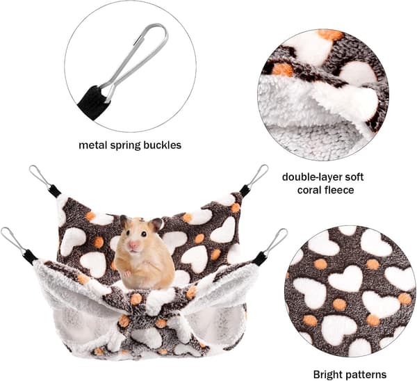 (Lila+Kaffe) Rått-hängmattor, 2-pack Illerhängmattor, Litet husdjur H