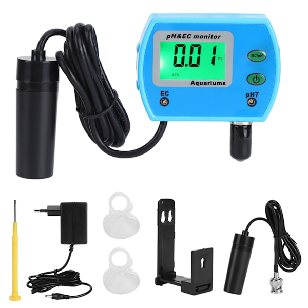 PH EC Tester Meter Online Vandkvalitetsmonitor Analyse til Akvarium Swimmingpool EU 230240V