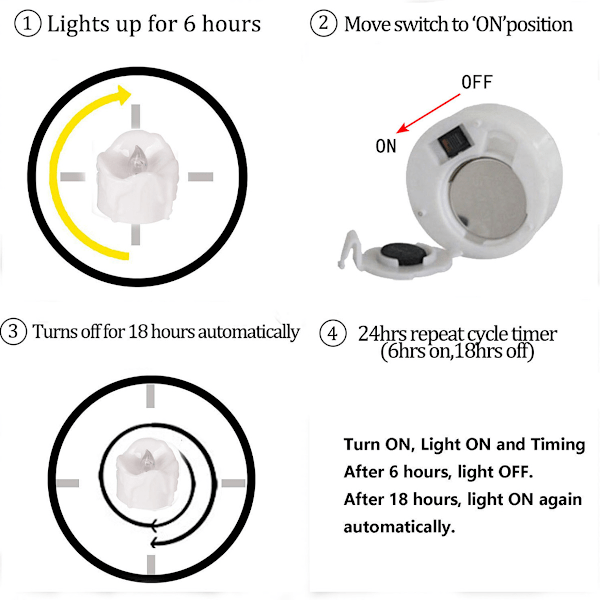 12-pack tidsinställda fjärrkontroll tårar elektroniska te vax födelsedag, jul, bröllopsdekoration LED-ljus.