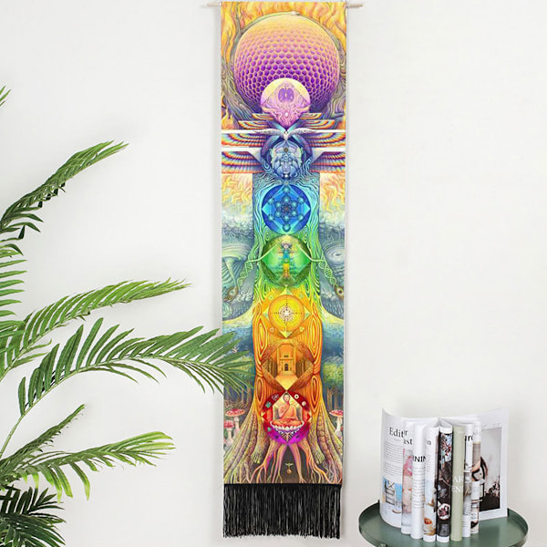 Sju Chakra Dekorativ Väggbonad Gobeläng Bohemia Tarot Fas Tassel Gobeläng Boho Art Gobelänger För Sovrum Kontor Dekor