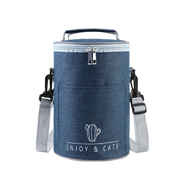 Cylinder Bento Isolationspose Rund Madpakke Taske Håndtaske