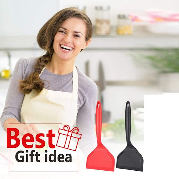 Non-stick Stekspade, Värmebeständigt Köksredskap, Bred Spatel för Non-Stick Kokkärl, Livsmedelsgodkänd Silikonvändare (2-pack)