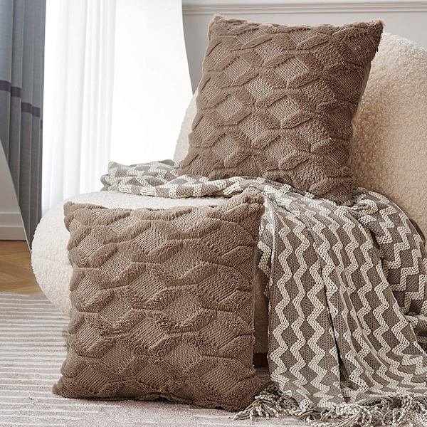 Set med 2 supermjuka konstgjorda ull lyxiga stil päls kuddfodral
