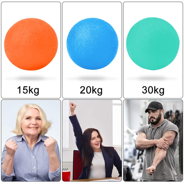 3PCS dekompressionsbollar för förstärkning av händer och grepp