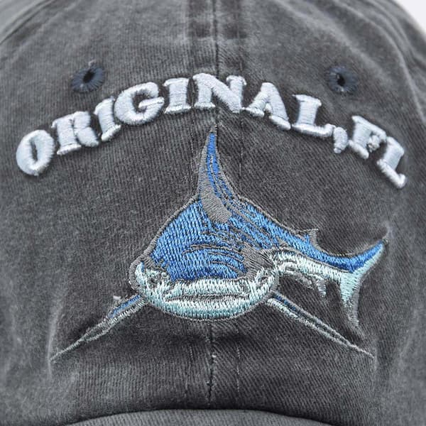 （Svart）Hai Broderi Bomulls Baseball Caps Vasket Slitt D
