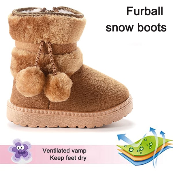 1 par Baby Boys Girls Snö Boots Premium Knapp Mjuk halkfri