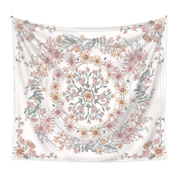 Simple Datura Flower Medallion Tapestry, sketched floral plant B