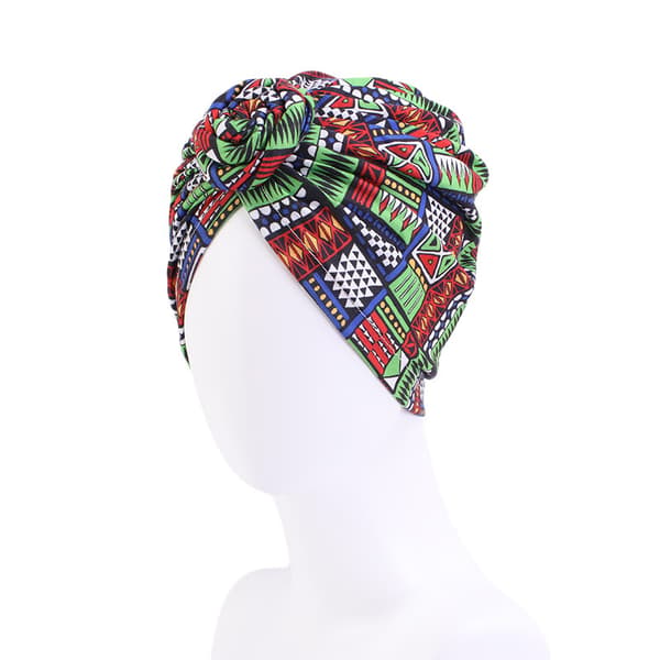 Geometrisk blågrön bohemisk vindmunk turban mössa knutskydd han