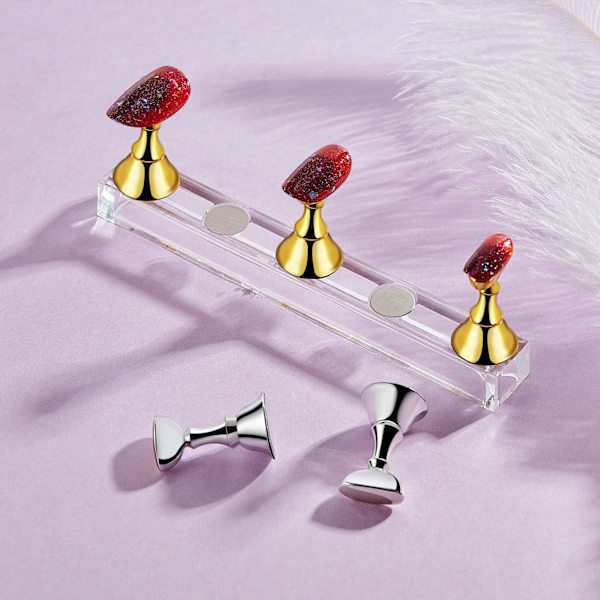 2 Sæt Akryl Negle Display Stativ Negle Tip Øvelsesstativ Magnetisk Negle Øvelsesholder til Falske Negle Tip Manicure Værktøj