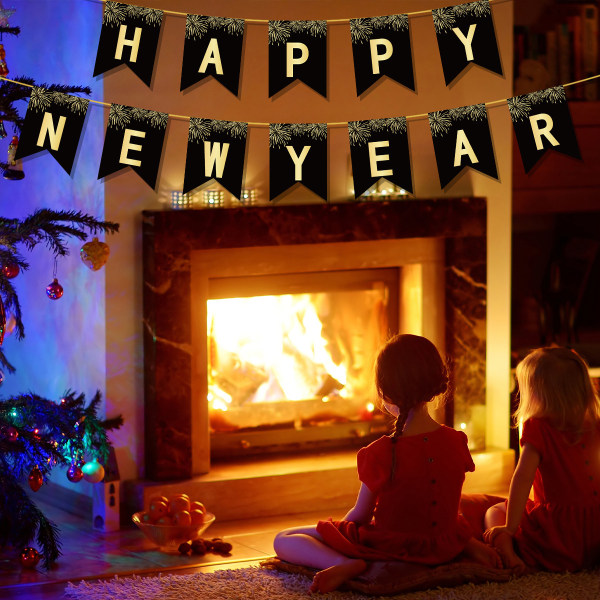 Nyårsbanderoll 2024, Happy New Year Bunting Banner med