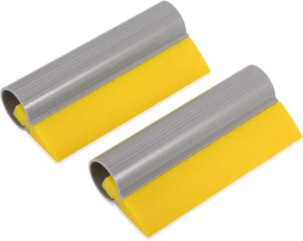 2-pack 14 cm lång gul gummiskrapa för vinylfönster med halkfritt grepp