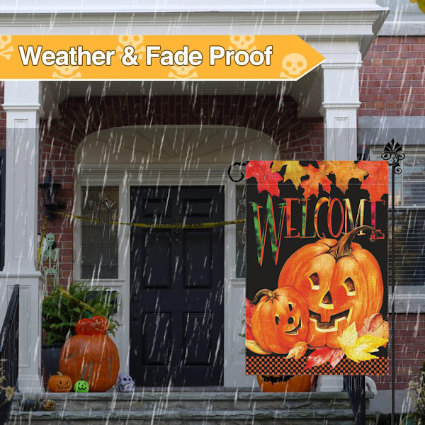 Vertikal flagg med Halloween-gresskar - 12 x 18 tommer