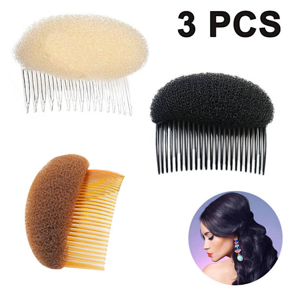 3 stk. svamp hårformer kam hår øker styling Bangs pute frisør hårstyling verktøy kam