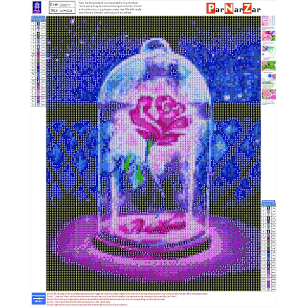 Rose DIY 5D Diamantmålning Full Set, Kristall Rhinestone Embroi
