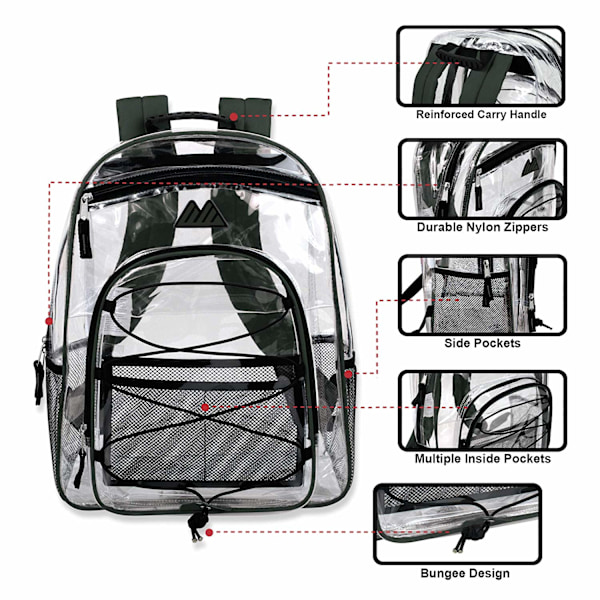 Vattentät Transparent PVC Ryggsäck, Kraftig Genomskinlig Ryggsäck, Rymlig Kapacitet, Bekväma Vadderade Remmar, För Skolor Arbetsplatser Säkerhetskontroller Och