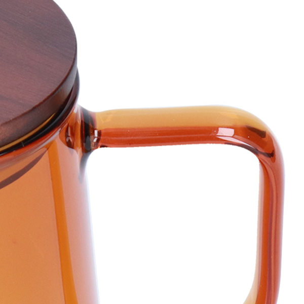 Tekop Borosilikatglas 300ml 11.9oz Varmebestandig Husholdningskaffekop Vandbeholder med Låg Brun