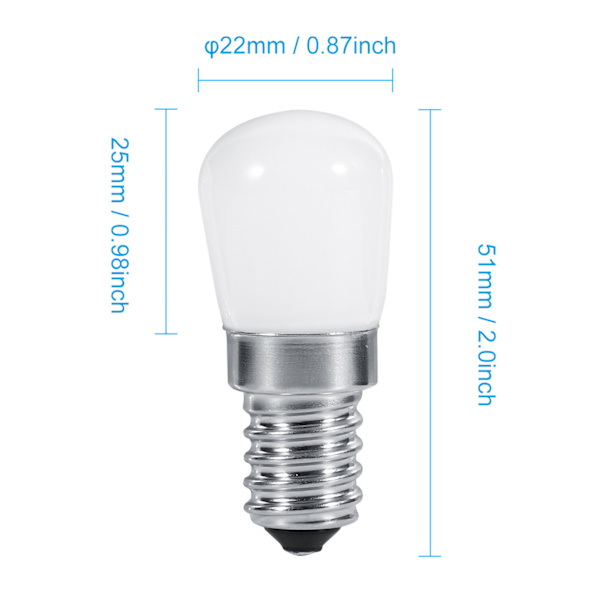 E14-tyyppinen 1,5 W SMD 2835 Mini-jääkaappi- ja pakastinlampun LED-lamppu (220 V kylmä valkoinen)