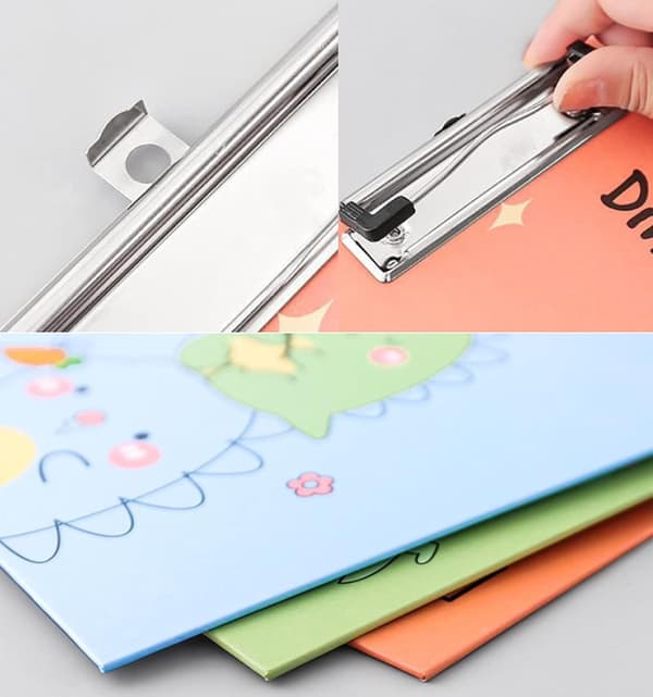 3 stk. (Blå Pink Orange) Notesblokholder, A4 Clipboards med Metal