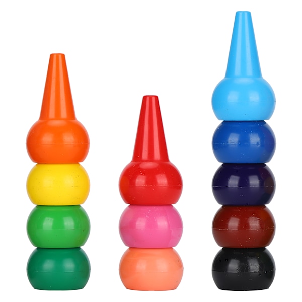 Fingermaling Kritt Parafin 12 Farger 3D Palmgrep Ikke-giftig Stablebare Pinner for Barn