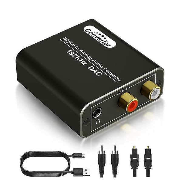 Optisk til RCA-konverter, digital til analog lydkonverter 192 kHz, DAC-lydkonverter for TV DVD B