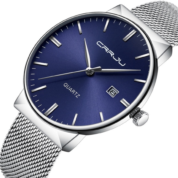 Mænds Ur Ultra Tyndt Vandtæt Armbåndsur Mænd Mode med Sort Rustfrit Stål Rem Mesh Analog Kvarts Business Mænd Ure