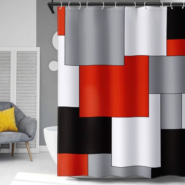Mid Century Moderne Bruseforhæng Rød Badeværelsestilbehør Sort