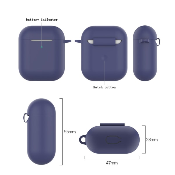 AirPods- case, fullständigt skyddande silikon AirPods-tillbehör