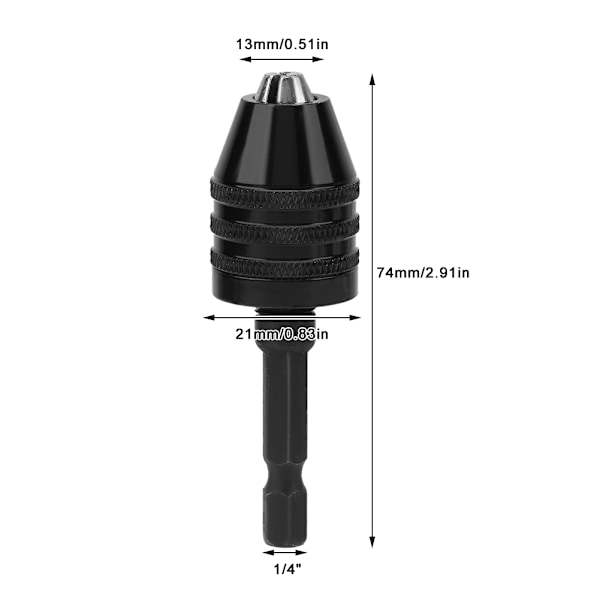 Nøkkeløs Borchuck 0,3-6,5 mm 1/4\" Hex Skaft Rask Bytte Adapter Konverter