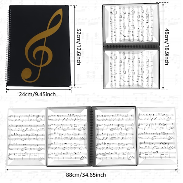 Notmapp Mapp 4 Sidor Expandera Piano Notmapp Pärm Ele Spiral Notmapp Organizer A4 Storlek Skrivbar Körmapp för Notförvaring