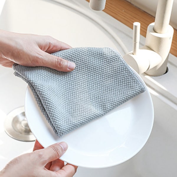 Fiskfjällsmönstrade Mikrofiber Rengöringsdukar, Hög Absorptionsförmåga, Repskyddande Teknik, Snabbtorkande, Luddfri Magisk Torkduk för Mångsidig Användning
