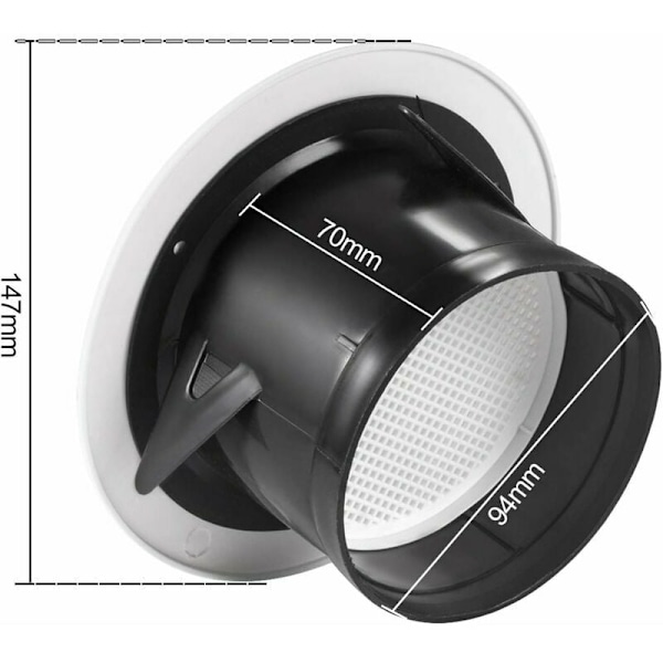 Mångsidig hemförbättring med estetisk takfotsventil, kompatibel med kanaler och ventilationsfläktar för flexibel installation, ABS-konstruktion av hög kvalitet
