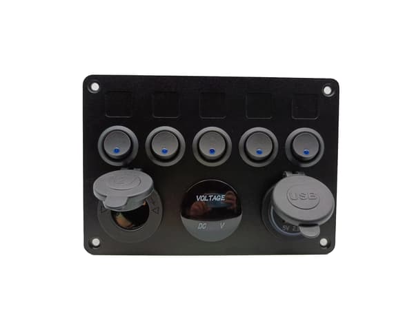 IP65 Vanntett 12V/24V Vippebryterpanel, Dobbel USB-lader Po