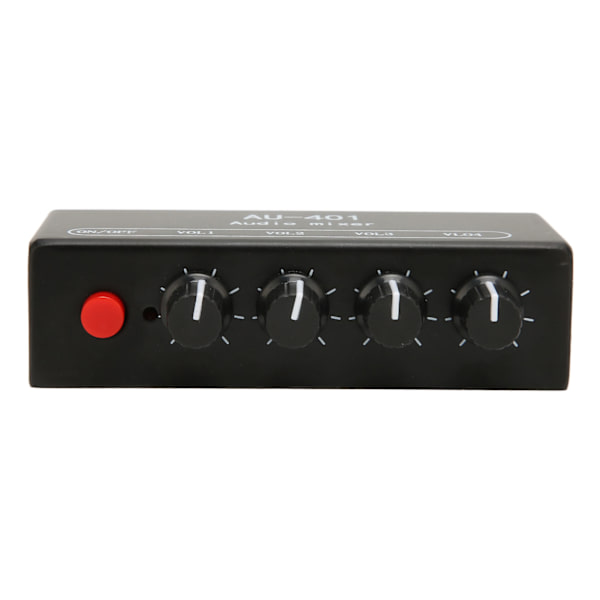 Stereo Mixer 4 indgange 1 udgang Uafhængig Volumenkontrol 3,5 mm Mini Lydmixer til Hovedtelefonforstærker PC