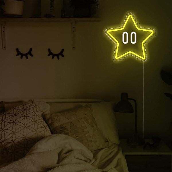Dimbar Game Star Neonlampa, Sovrumsinredning med Säker Akrylplatta, För Barnrum och Mancave, Spelrumsinredning, USB-driven, Gamer-presenter