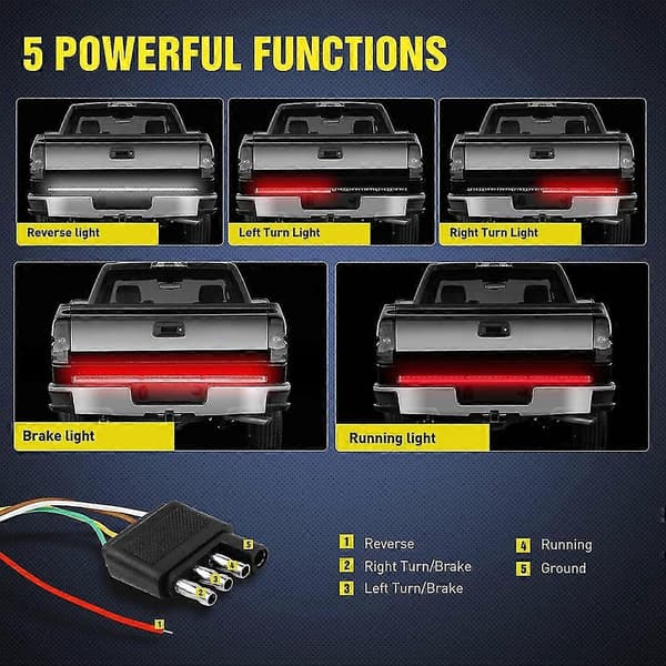 LED Tailgate Lys Bar 48 Tommer Baklys Bar For Pickup Tilhenger Suv Rv Varebil Full Funksjon Brems Revers