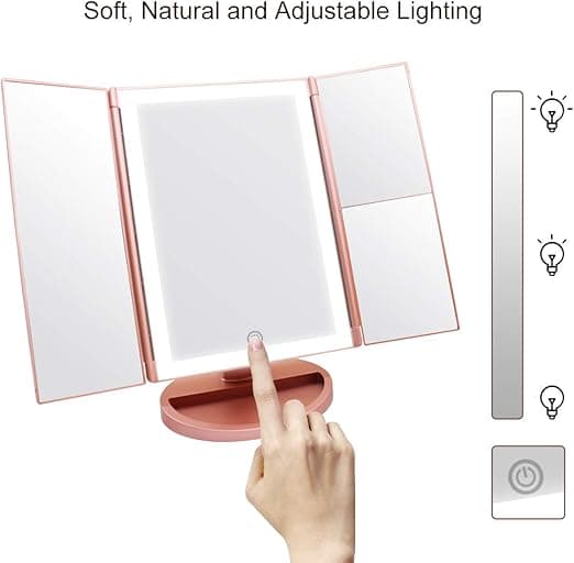 Makeup Spejl med Lys, 1x/2x/3x Forstørrelse med 36 LED Touch S