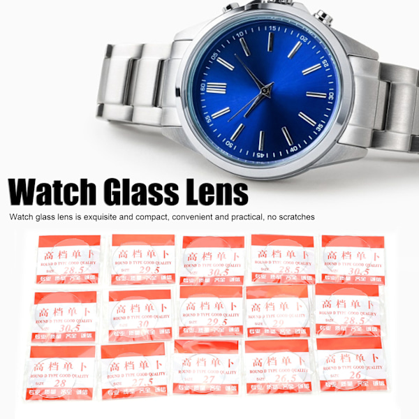 15 st klockglaslins mineral konvex yta konkav bak båge mätkopp lock 26‑33mm