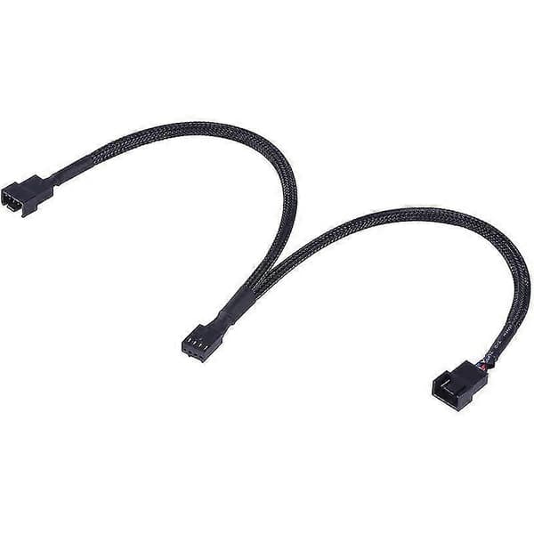 4-pack PWM Fläktsplitterkabel Y-splitter Dator PC Fläktkabel 4-Pin 1 till 2 Konverterare, Svart Sleeved