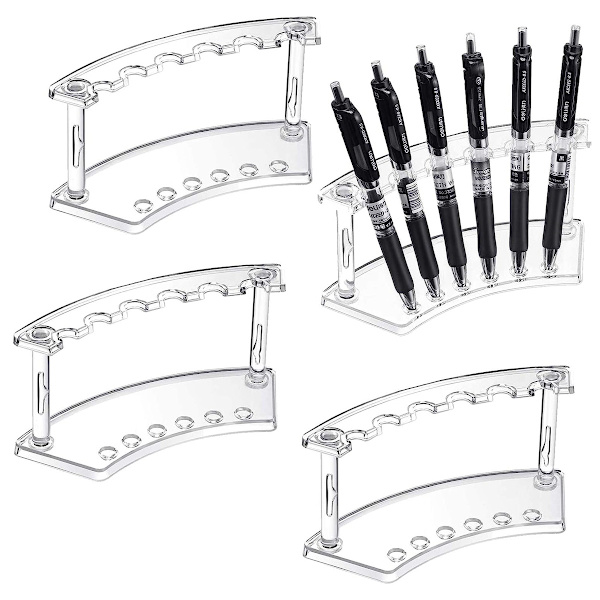 Plastik Penneholder, Sæt af 4 Penneholder Display Stativ 6-Slots