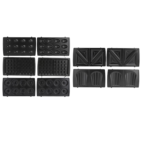 750W 6-i-1 Frukostmaskin Elektrisk Våffel Donut Sandwich Panini Madeleines Maskin EU-kontakt 220V