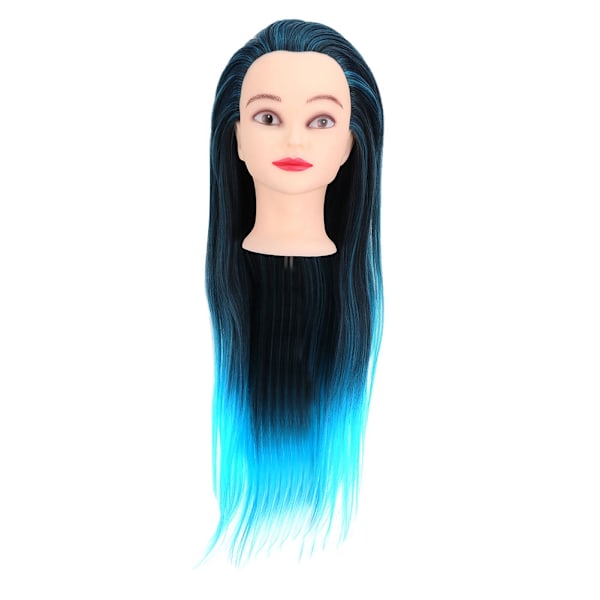 Deep Blue Blandingsfarve Hårpleje Øvelse Styling Fletning Trænings Mannequin Hoved med Hår