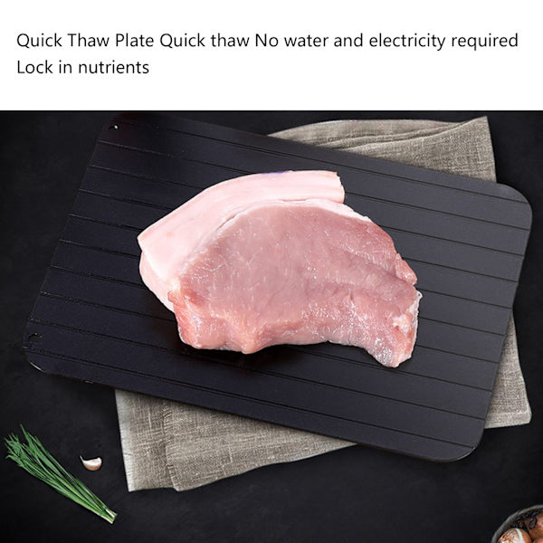 Snabb avfrostningsbricka Hem Restaurang Kök Aluminiumlegering Mjuk upptiningsplatta för kött och mat L