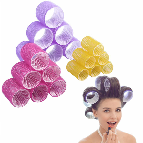 Hair Curlers Rollers with Clips, 18 Pcs Big Rollers for Hair