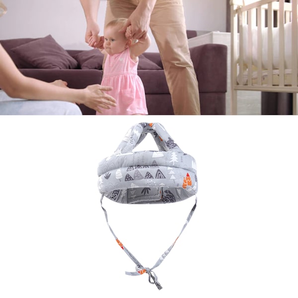 Spädbarns säkerhetshjälm huvudkudde stötfångarskydd baby mjuk huvudskydd för springa gå krypa grå skog